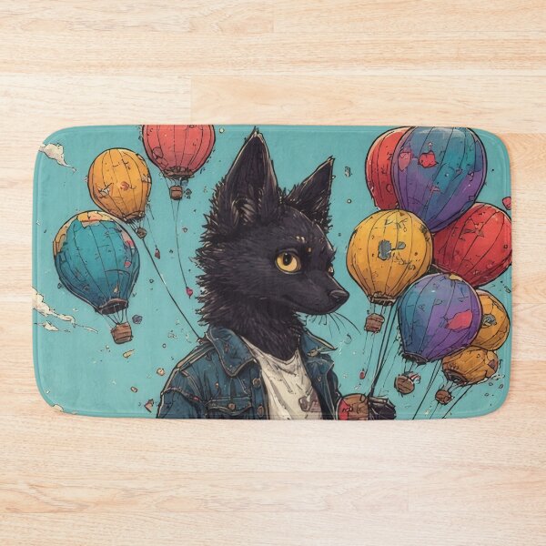 Item preview, Anthropomorphic wolf with balloons in the sky designed and sold by Mianku | Für das Leben.
