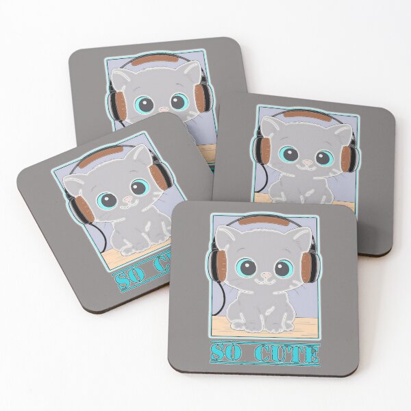 Item preview, Gray​ cat​ with​ headphones​ designed and sold by DigitalArtTK.