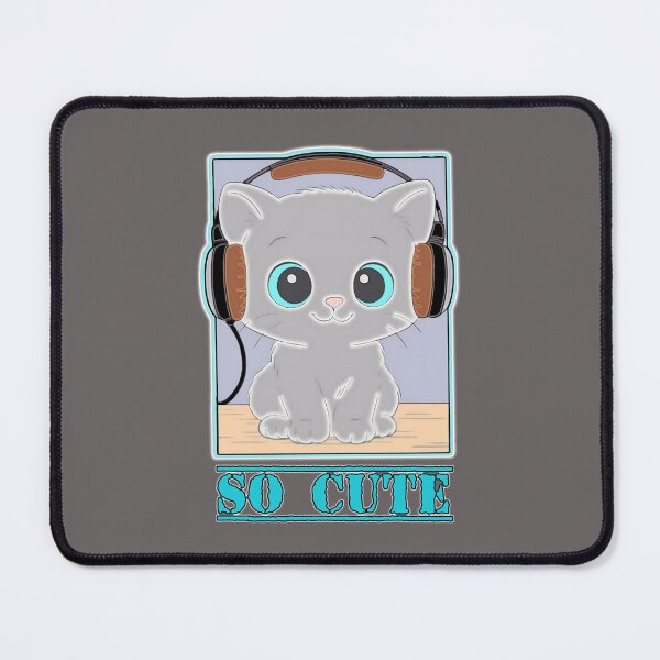 Item preview, Gray​ cat​ with​ headphones​ designed and sold by DigitalArtTK.