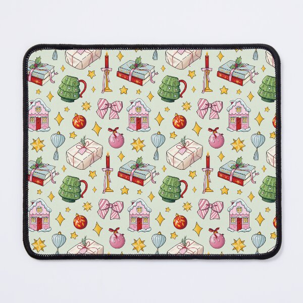 Item preview, Cosy Pastel Christmas Pattern on green designed and sold by Ellen Wilberg.
