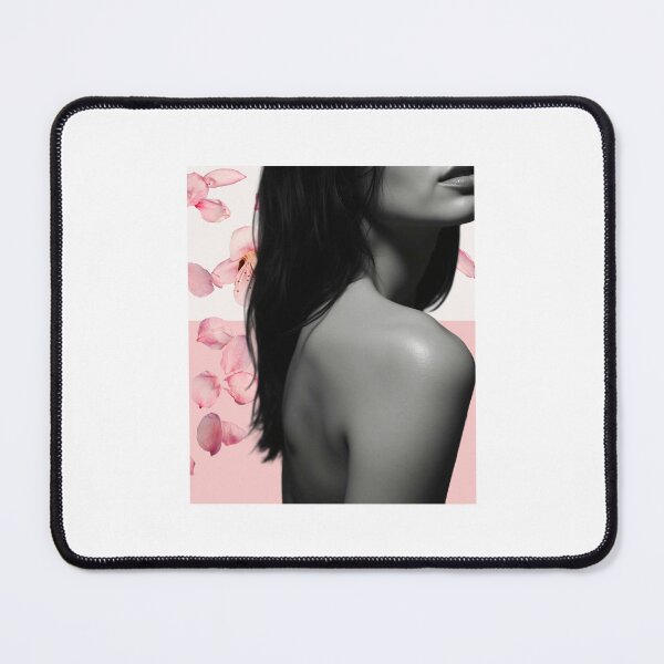 Item preview, B&W Silhouette with Beige–Pink Floral Backdrop designed and sold by MetaModel Studio.