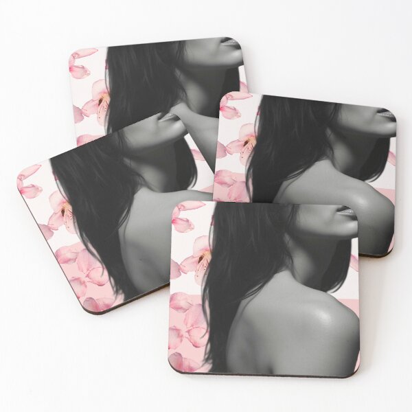 Item preview, B&W Silhouette with Beige–Pink Floral Backdrop designed and sold by MetaModel Studio.