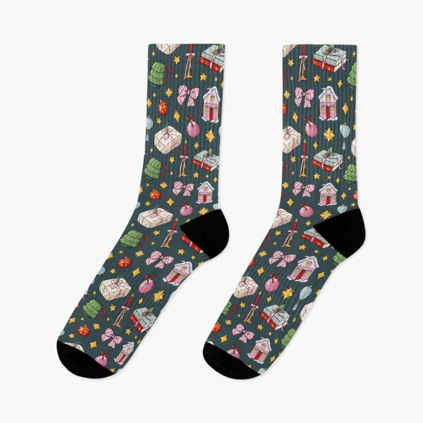Item preview, Cosy Pastel Christmas Pattern on teal designed and sold by Ellen Wilberg.