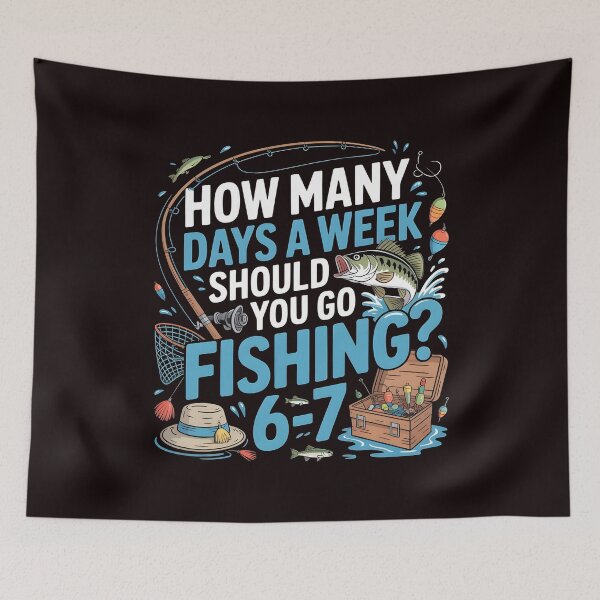 Item preview, How Many Days a Week Should You Go Fishing – Six Seven Meme Joke designed and sold by Redgiant87x.