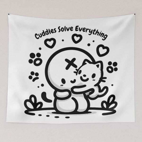 Item preview, Cuddles Solve Everything Cat Hug Love designed and sold by DrawDrip.