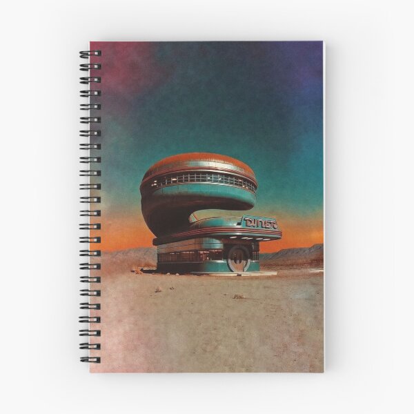 Item preview, Galactic Route 66: Retro-Futurist Space Age Diner in Psychedelic Desert – Surreal Sci-Fi Art Print designed and sold by DeluluWear.