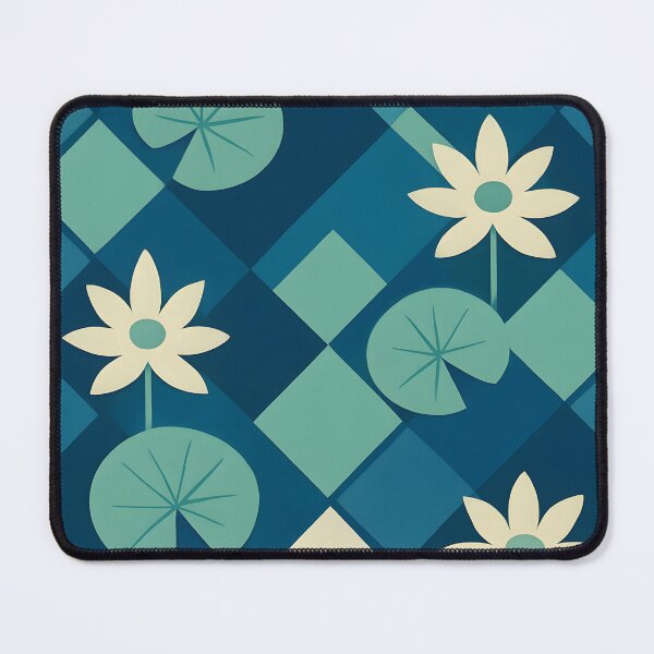 Item preview, Rhombus Lattice x Nymphaeaceae Art Print – Ocean Palette designed and sold by Artsy-With.
