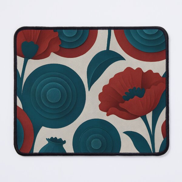 Item preview, Concentric Circles x Papaveraceae Art Print – Crimson/Teal/Silver designed and sold by Artsy-With.