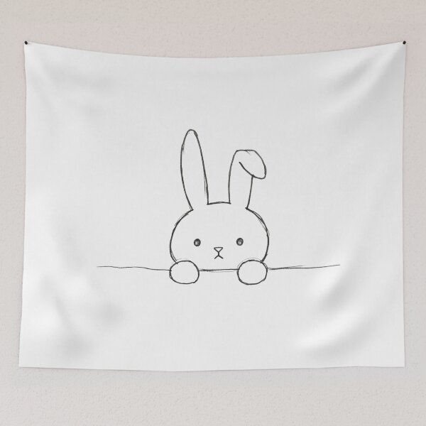 Item preview, Minimalist Cute Bunny Line Art – Simple Peekaboo Rabbit Drawing designed and sold by MiraDesignCo.