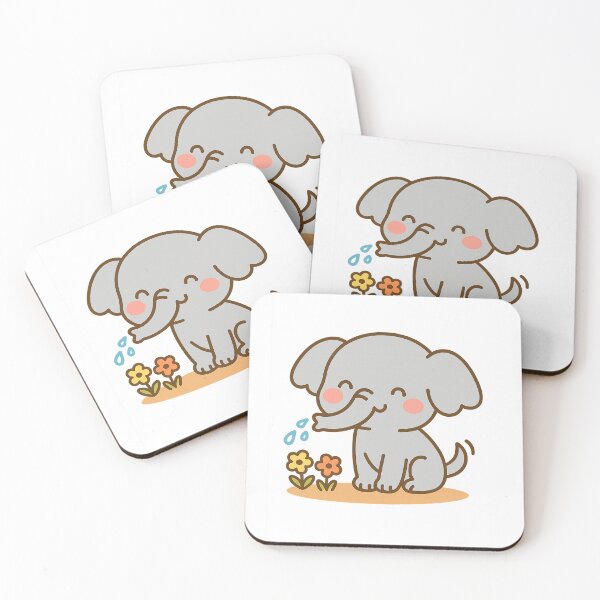 Item preview, Cute Kawaii Elephant Watering Flowers designed and sold by MIArt Studio.