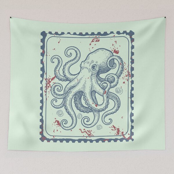 Item preview, Octopus Sea Animal Vintage Kraken Stamp  designed and sold by Y-Vibes.