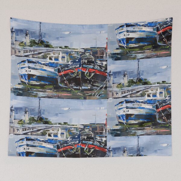 Item preview, Volodymyr Hlukhomanuk: Boats and Bridge designed and sold by ukrainianvin.