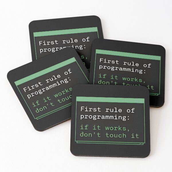 Artikelvorschau, Erste Programmierregel: „Wenn es funktioniert, lass es in Ruhe“ – Lustiges Geschenk für Entwickler und Softwareingenieure entworfen und verkauft von SylwiaPrint.
