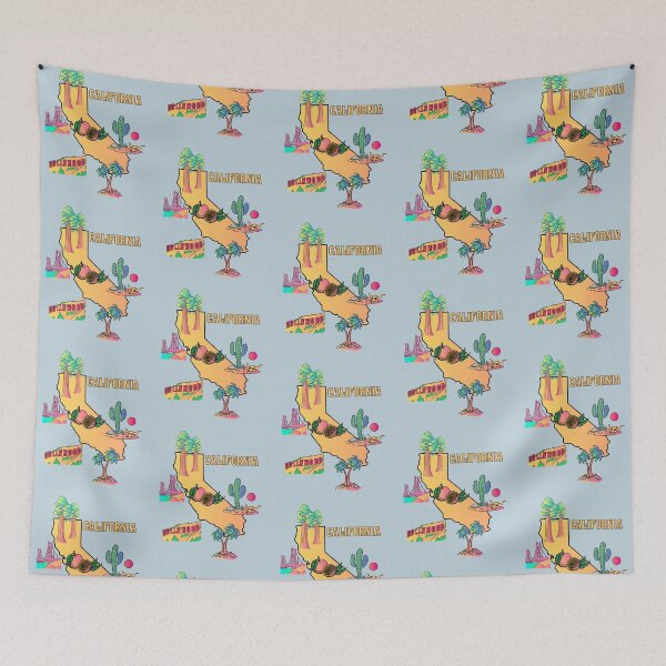 Item preview, Vibrant California State Map: Golden State Icons Retro Sunset Design designed and sold by mashmosh.