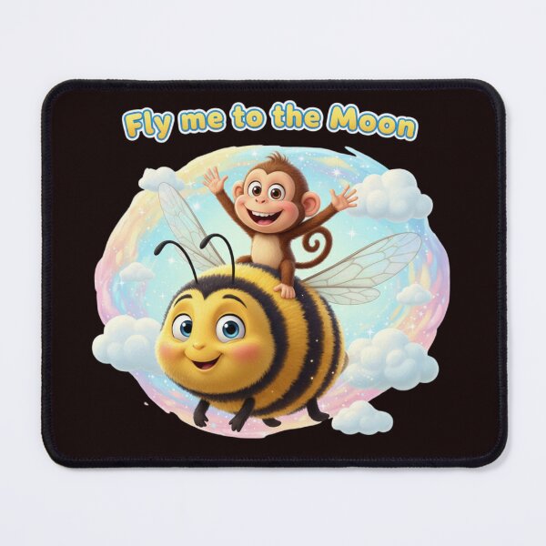 Item preview, Unisex Cartoon Flying Bee with Funny Monkey – Fly Me to the Moon designed and sold by Zippy Creation.