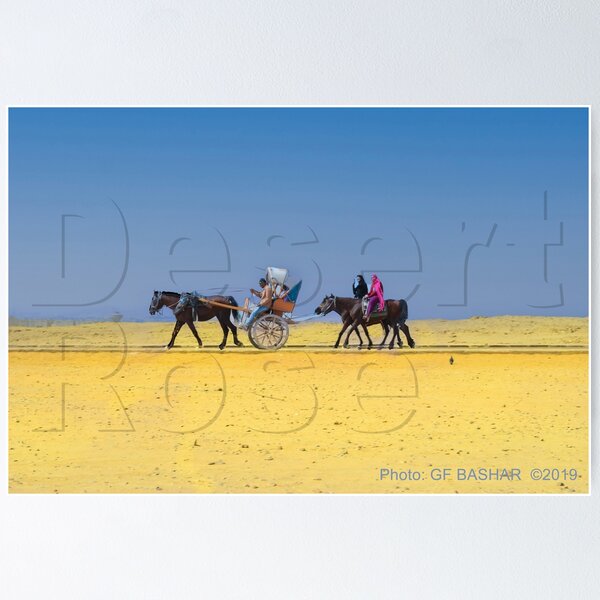 Item preview, Desert rose, egyptian horse carriage and horses with locals travelling  designed and sold by rfbtrade.