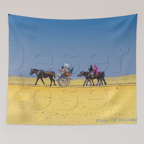 Item preview, Desert rose, egyptian horse carriage and horses with locals travelling  designed and sold by rfbtrade.