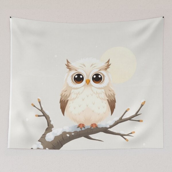 Item preview, Owl on a Snowy Branch designed and sold by HappySproutArt.