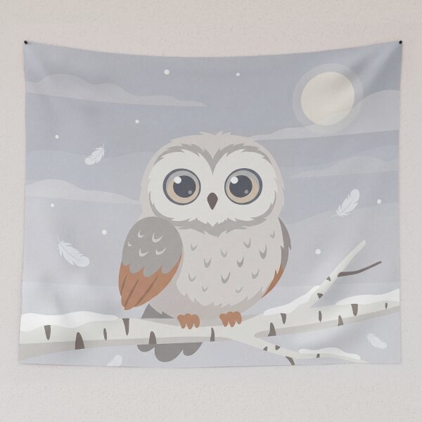 Item preview, Winter Watcher – Owl on a Snowy Branch designed and sold by HappySproutArt.
