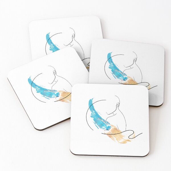 Item preview, Minimal Line Art Woman with Blue & Gold Brush Str designed and sold by CreationbyNiki.