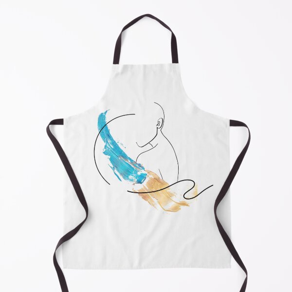 Item preview, Minimal Line Art Woman with Blue & Gold Brush Str designed and sold by CreationbyNiki.