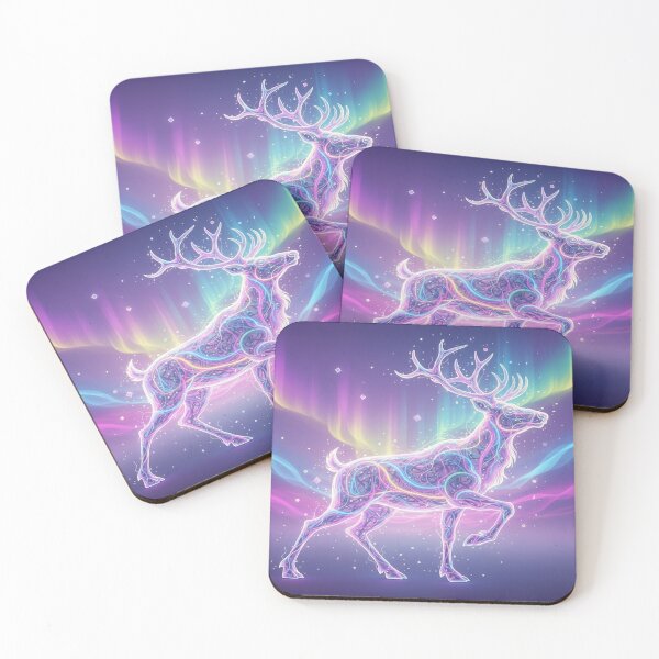 Item preview, Neon Glow Stag Aurora Borealis Fantasy Art designed and sold by Studio-DeLuz.