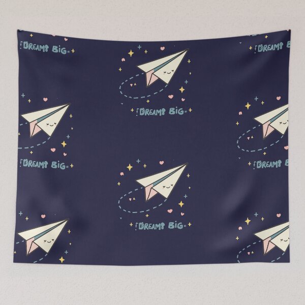 Item preview, Cute Paper Airplane “Dream Big” Kawaii Illustration designed and sold by Tidarat-27.