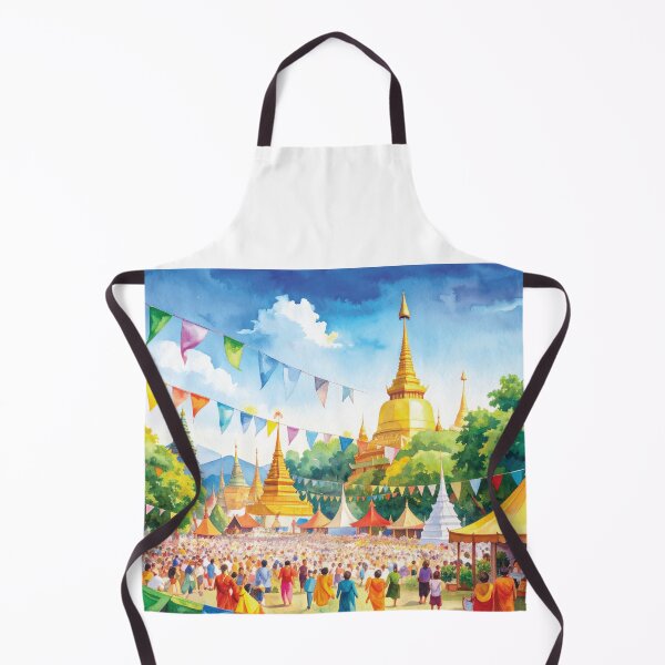 Item preview, Vibrant Watercolor Painting of Thai Temple Festival designed and sold by Artprintmaking.