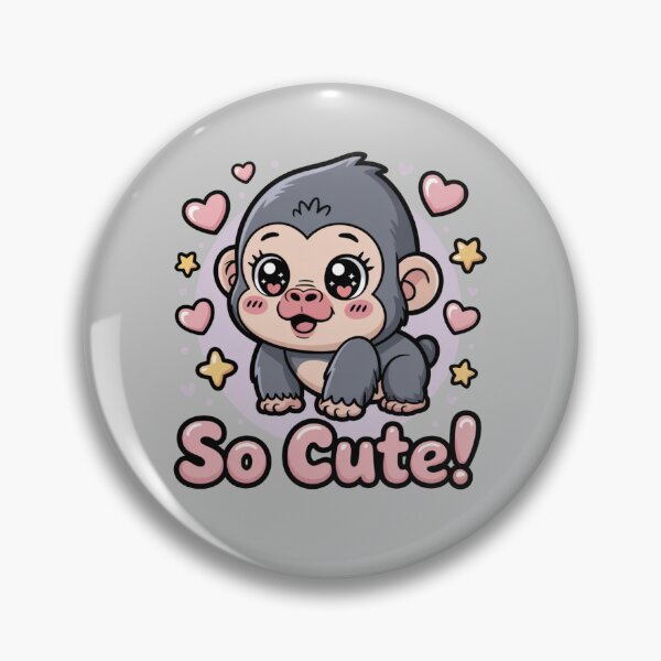 Item preview, Cute Baby Gorilla Illustration – Kawaii Monkey Art with “So Cute” Text designed and sold by Tidarat-27.