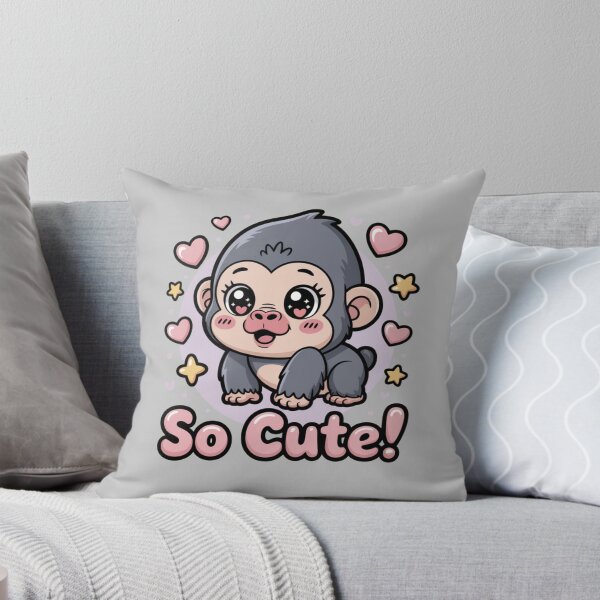 Item preview, Cute Baby Gorilla Illustration – Kawaii Monkey Art with “So Cute” Text designed and sold by Tidarat-27.