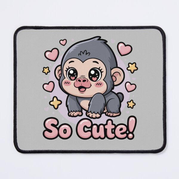 Item preview, Cute Baby Gorilla Illustration – Kawaii Monkey Art with “So Cute” Text designed and sold by Tidarat-27.