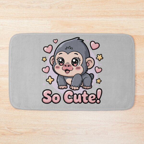 Item preview, Cute Baby Gorilla Illustration – Kawaii Monkey Art with “So Cute” Text designed and sold by Tidarat-27.