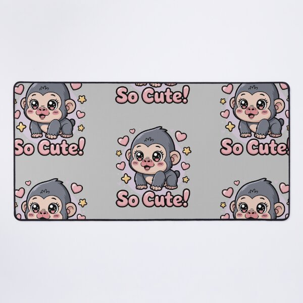 Item preview, Cute Baby Gorilla Illustration – Kawaii Monkey Art with “So Cute” Text designed and sold by Tidarat-27.