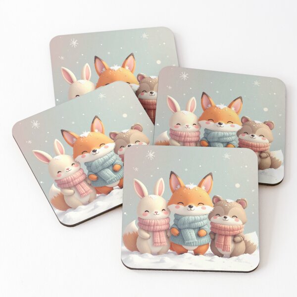 Item preview, Kawaii Winter Critters in Puffy Scarves designed and sold by CuteComfyClub.