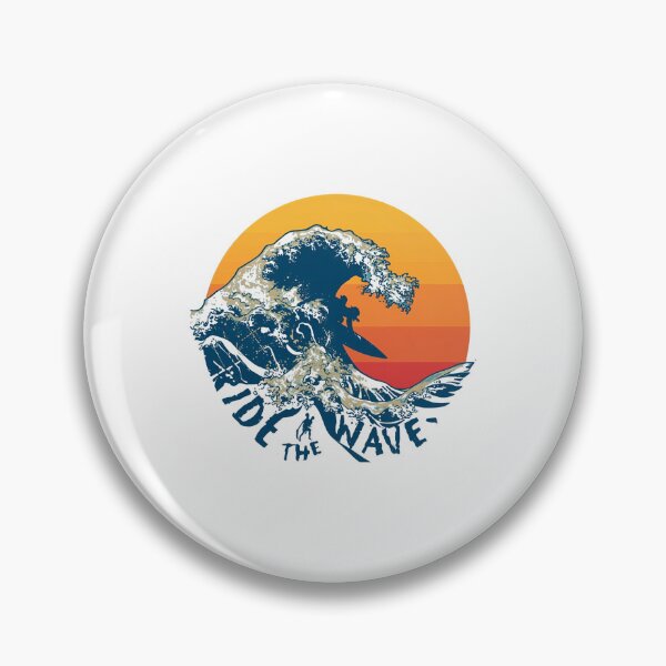Item preview, Retro Surf Wave Sunset – Ride The Wave Vintage Surfing Design designed and sold by Kavya Art.