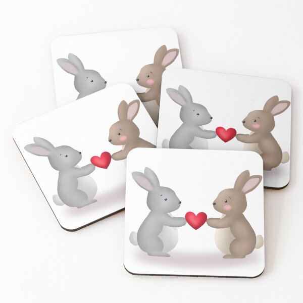 Aperçu de l'œuvre Couple de lapins mignons avec un cœur – Amour de la Saint-Valentin créée et vendue par LiudmylaMaika.
