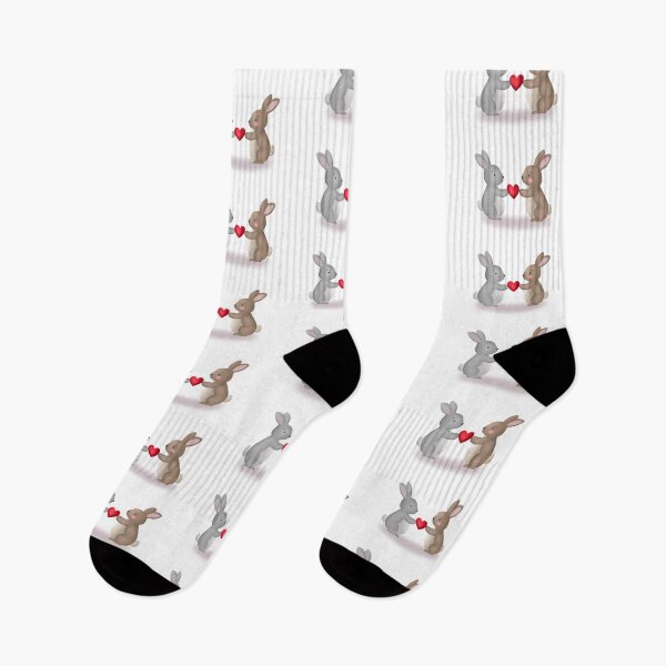 Aperçu de l'œuvre Couple de lapins mignons avec un cœur – Amour de la Saint-Valentin créée et vendue par LiudmylaMaika.