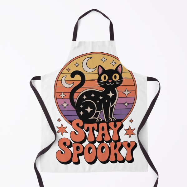 Item preview, Stay Spooky – Retro 70s Black Cat Halloween Badge designed and sold by TeeVibeHaus.