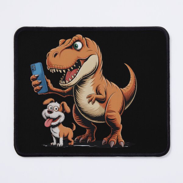 Item preview, T-Rex Taking Selfie with Cute Dog Funny Dinosaur & Puppy Cartoon designed and sold by Nacerdigital.