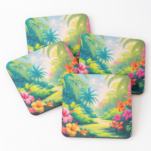 Item preview, Tropical Hibiscus Haven In Lush Morning Light designed and sold by ArtComixHaven.