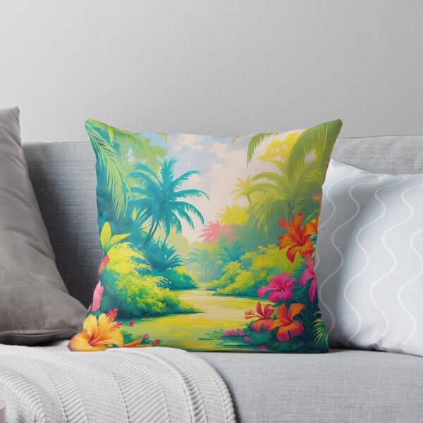 Item preview, Tropical Hibiscus Haven In Lush Morning Light designed and sold by ArtComixHaven.