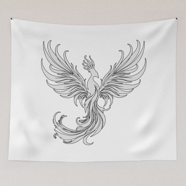 Item preview, Elegant Phoenix Line Art – Mythical Fire Bird Design designed and sold by Anacond.