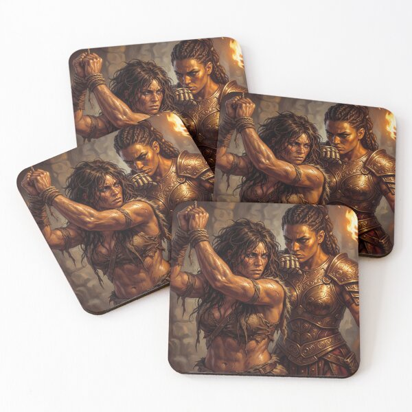 Item preview,  Amazon Interrogation of a Barbarian warrior woman in Defiance illustration fantasy art style designed and sold by Vintage Designs +.