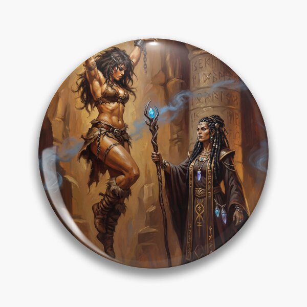 Artikelvorschau, Amazonen verhören eine barbarische Kriegerin in Defiance-Illustrationen im Fantasy-Kunststil entworfen und verkauft von Vintage Designs +.