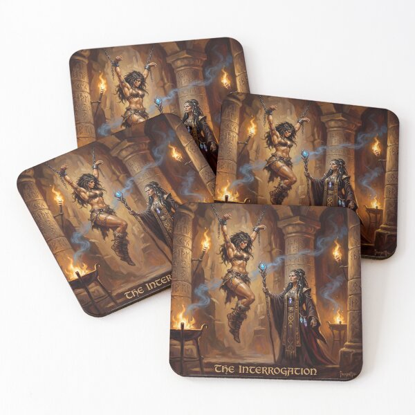 Item preview,  Amazon Interrogation of a Barbarian warrior woman in Defiance illustration fantasy art style designed and sold by Vintage Designs +.