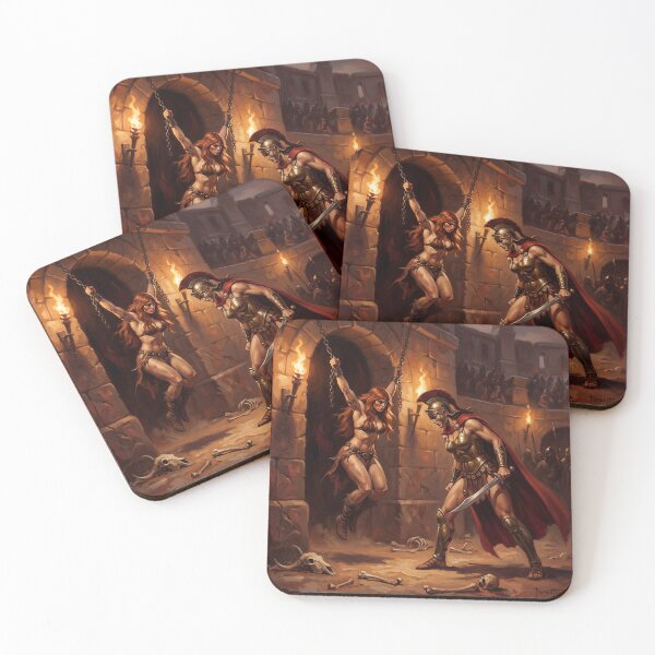 Item preview, Amazon Interrogation of a Barbarian warrior woman in Defiance illustration fantasy art style designed and sold by Vintage Designs +.