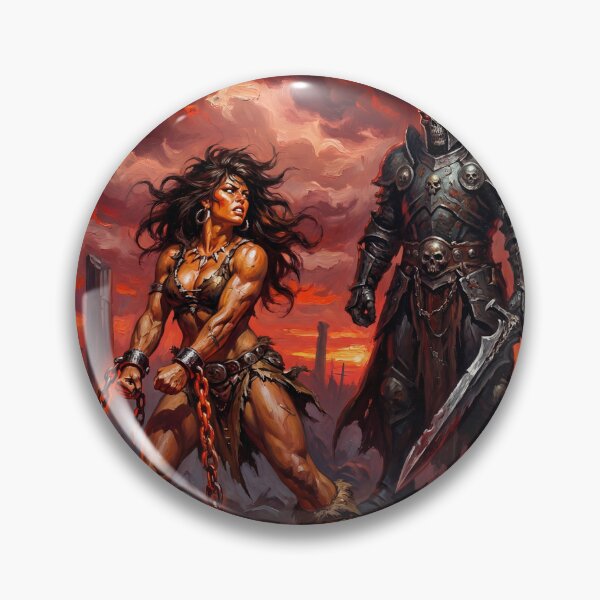 Artikelvorschau, Barbarin, gefangen genommen vom Dunklen Ritter – Illustration im Fantasy-Stil entworfen und verkauft von Vintage Designs +.
