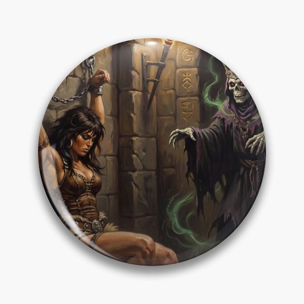 Artikelvorschau, Illustration im Fantasy-Stil: Barbarin, gefangen vom bösen Lich entworfen und verkauft von Vintage Designs +.