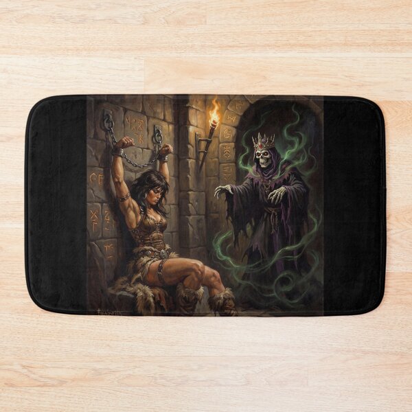 Item preview,  Barbarian Woman captured by the Evil Lich  illustration fantasy art style designed and sold by Vintage Designs +.