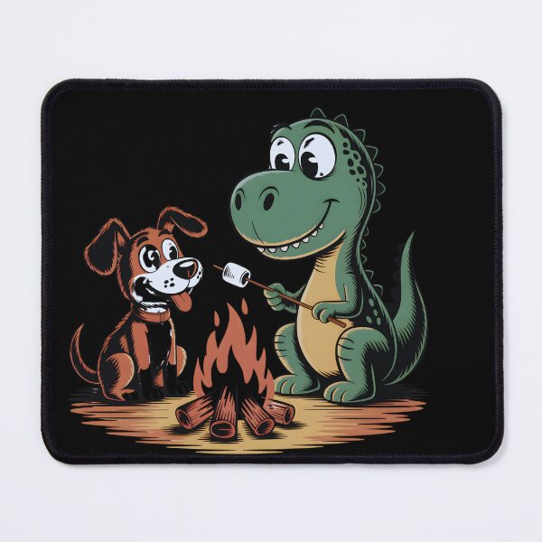 Item preview, Cute Dinosaur Roasting Marshmallows with Dog Funny Campfire Cartoon designed and sold by Nacerdigital.